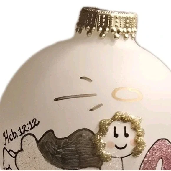 Heart Gift By Teresa Thibault Angel XMas Ornament Pink Ribbon Heb 12:12 Faith - Picture 1 of 8